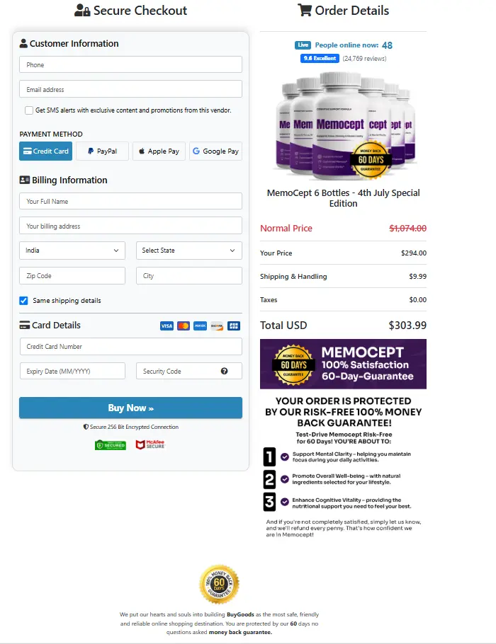 Memocept Order Page